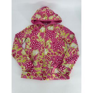 LILLY PULITZER‎  Girls Petula Hotty Pink Zip Up Hooded Jacket Size 14 Green Pink